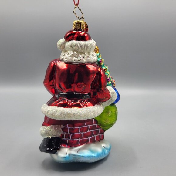Christopher Radko Santa Claus Christmas Tree Ornament Glass Blown Chimney Scene - Picture 5 of 16